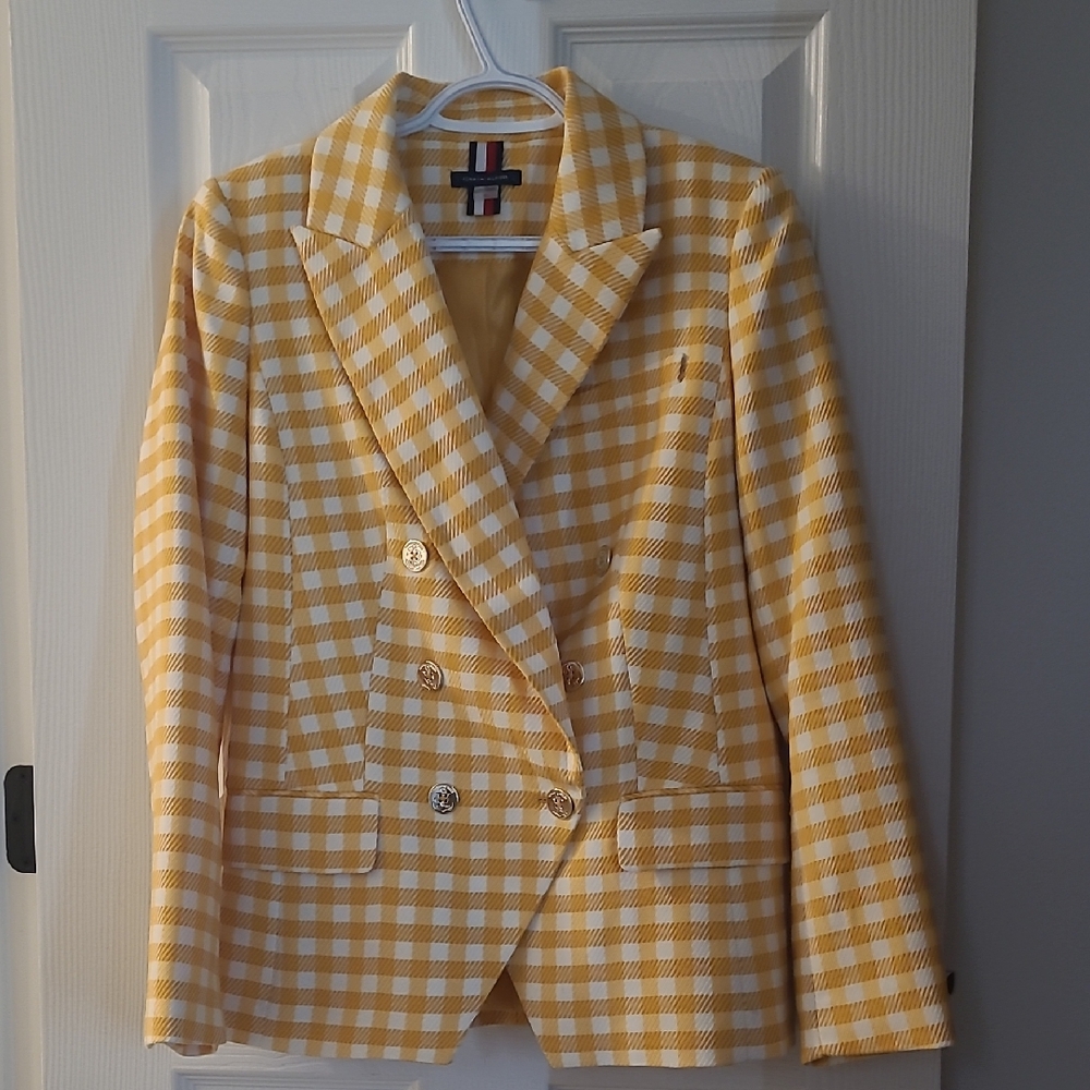 Tommy Hilfiger Yellow Plaid Women's Blazer